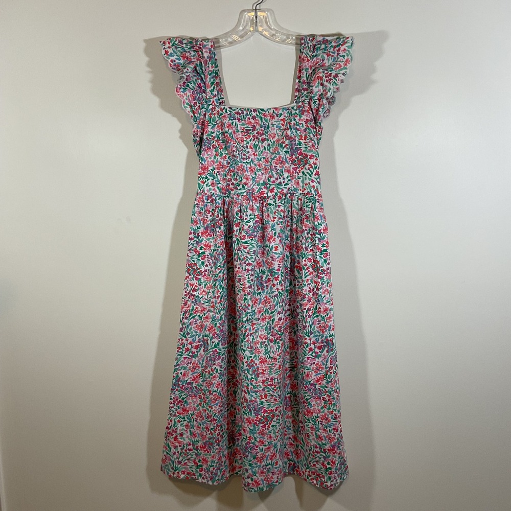 J.Crew Floral Flutter Sleeve Midi Dress Women 4 Square Neck Cottagecore Feminine - Picture 3 of 16